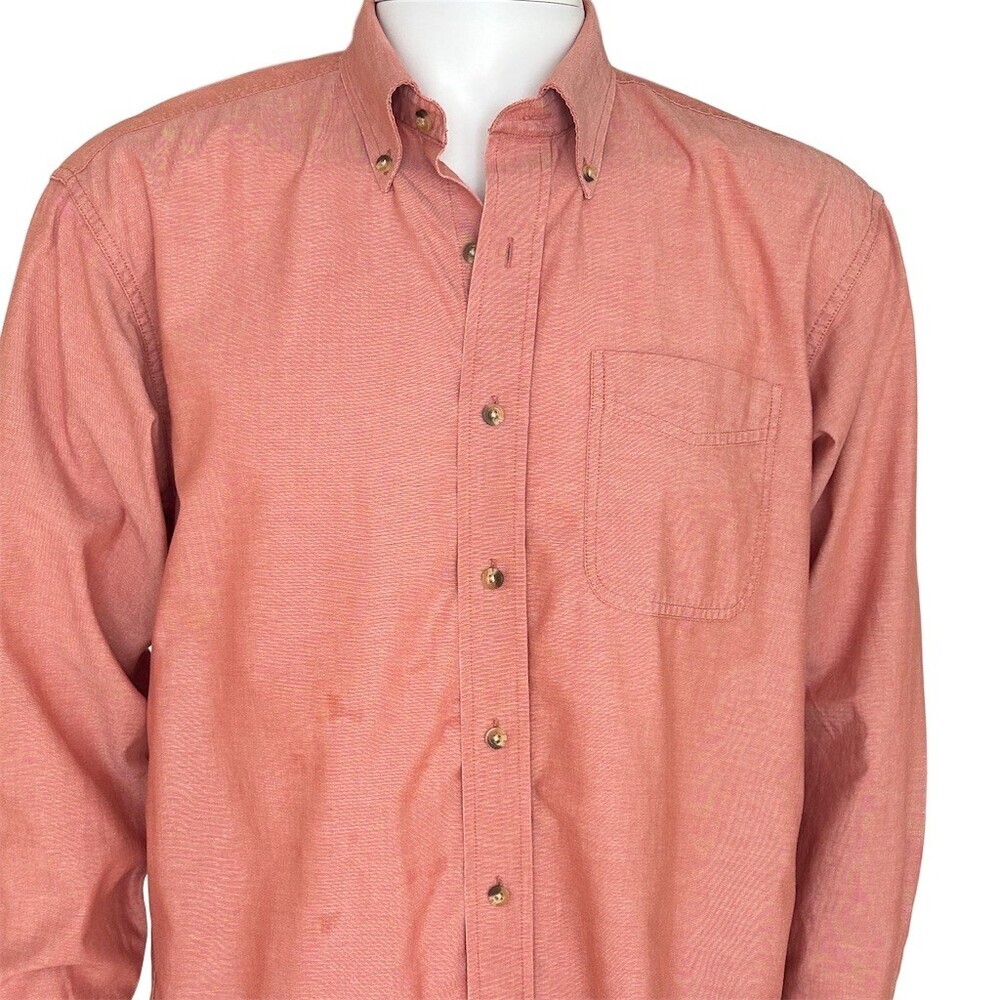 L.L.Bean Oxford Button-Down Shirt Men's Size M Red Long Sleeve Solid - Picture 4 of 8